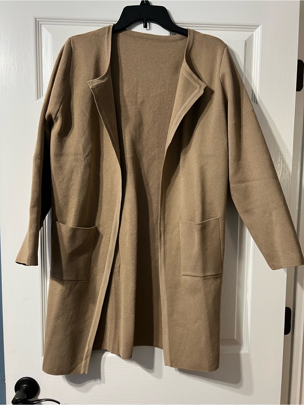 Open-Front Women's Cardigan Sweater in Camel/Tan